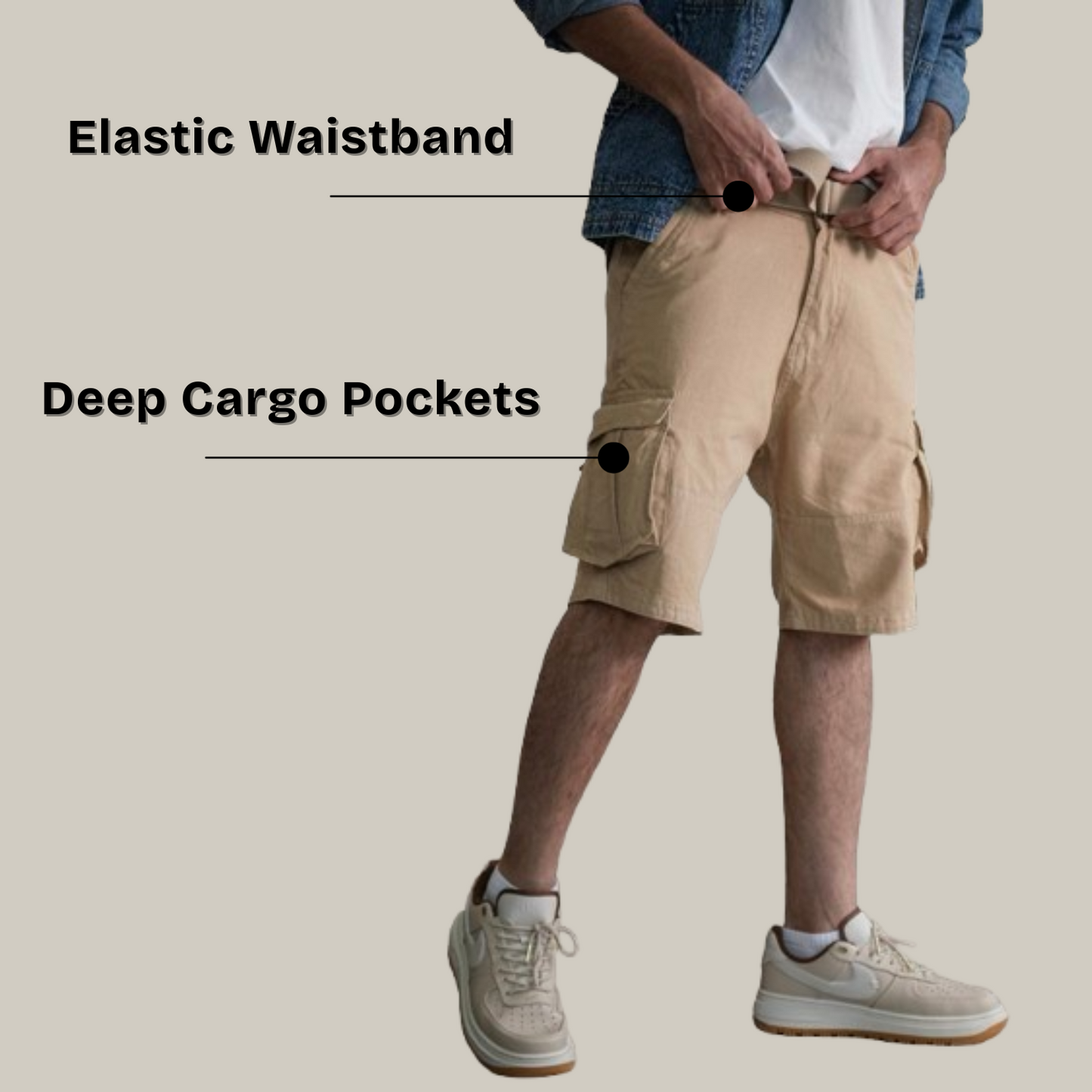 Cotton Casual Cargo Shorts – Pack of 3 (Multicolor)